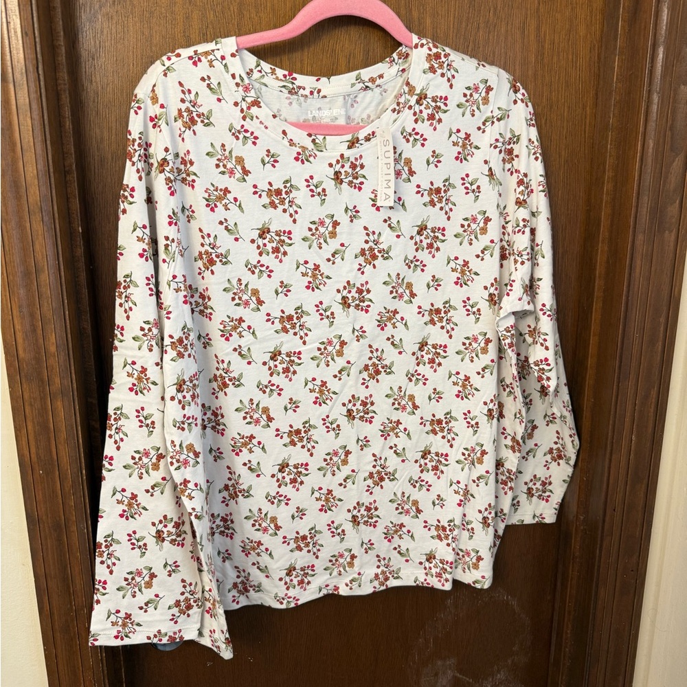 Lands End Floral Long Sleeve Top Size 1X